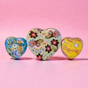 3 Brighton Heart Shape Storage Jewelry Empty Boxes Empty Tin Gift Box